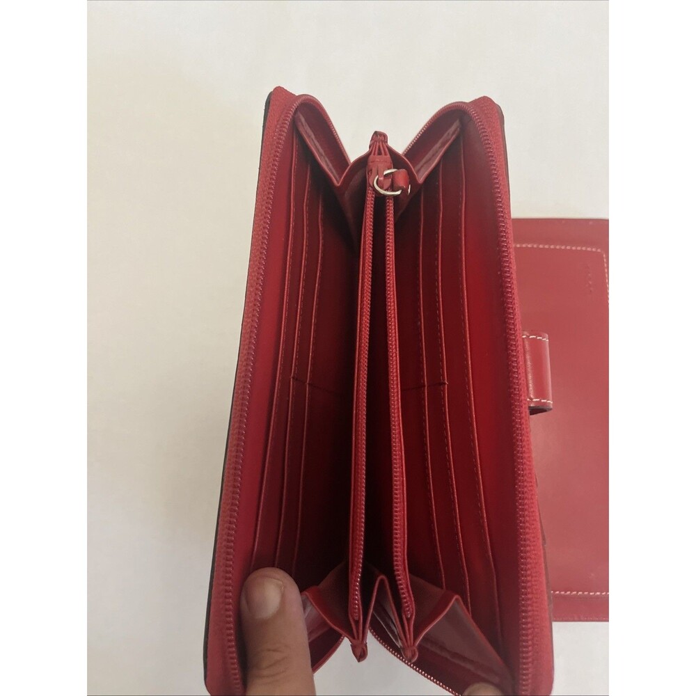 LODIS Women's Premier Leather Audrey Trifold Clutch Wallet Red - Picture 4 of 12
